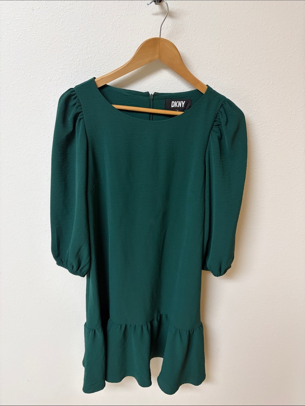 DKNY Deep Teal Puff Sleeve Mini Dress womenโs size 8